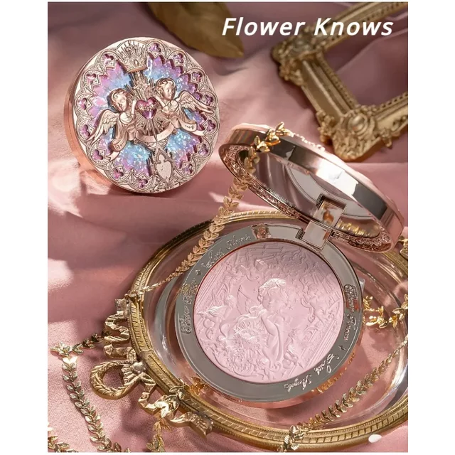 Flower Knows Little Angel Series Relief Blush Highlighter Matte Shimmer Cheek Face Body Shimmer Makeup Maquillage