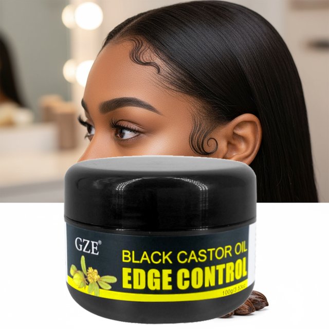 GZE – tresse de ricin noir africain à tenue supplémentaire, contient une huile de ricin noire et un contrôle des bords de l'huile de noix de coco, Gel de cire capillaire pour femmes