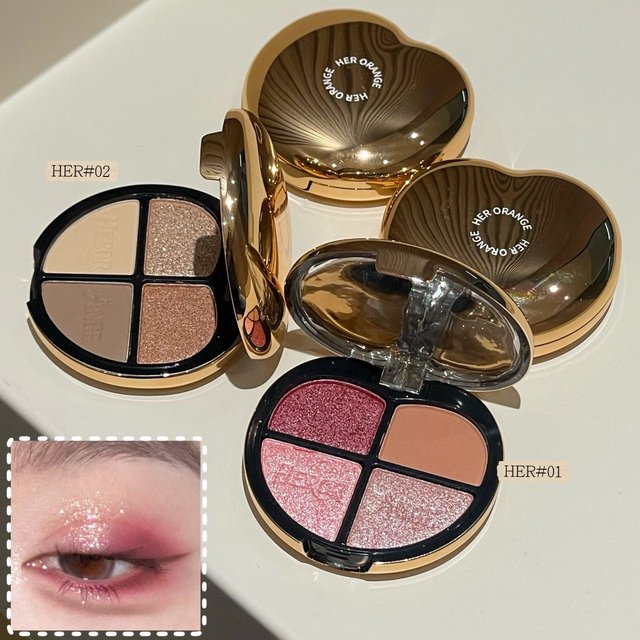 HERORANGE 4‑Color Shaped Eyeshadow Palette Matte Pearlescent Fine Glitter Highlight Contour Silky Eye Makeup Cosmetics