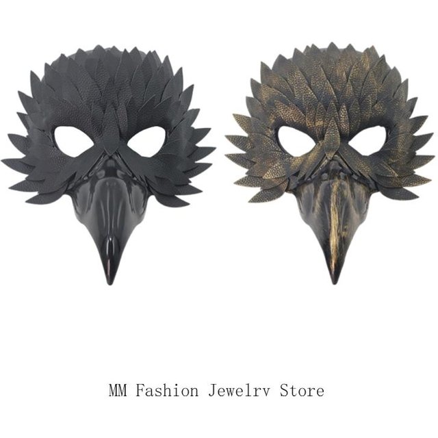 D0UB – masque Costume en plumes, demi-visage d'animal, masque mascarade, masque Cosplay unisexe