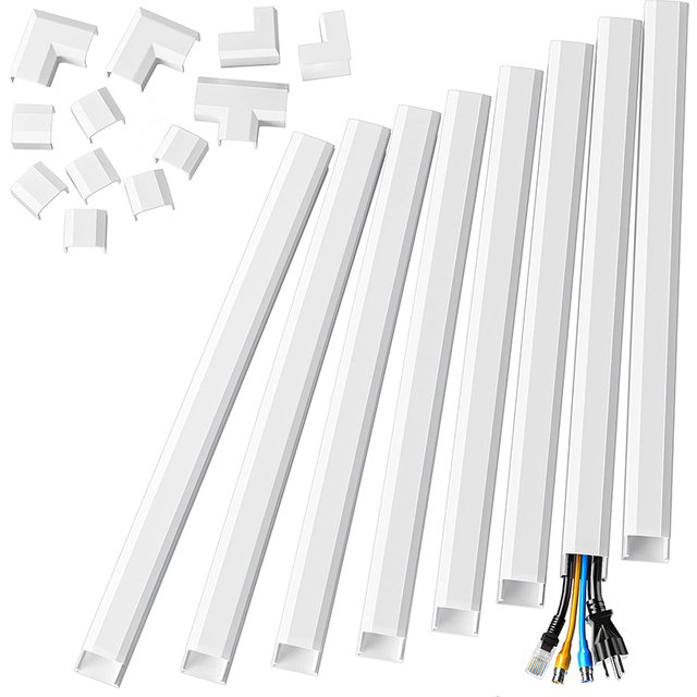 1set 125in Cord Cover, Large Cord Concealer on Wall Cable Management, Raceway Kit for Mount TVs, Wire Hider for Home Office