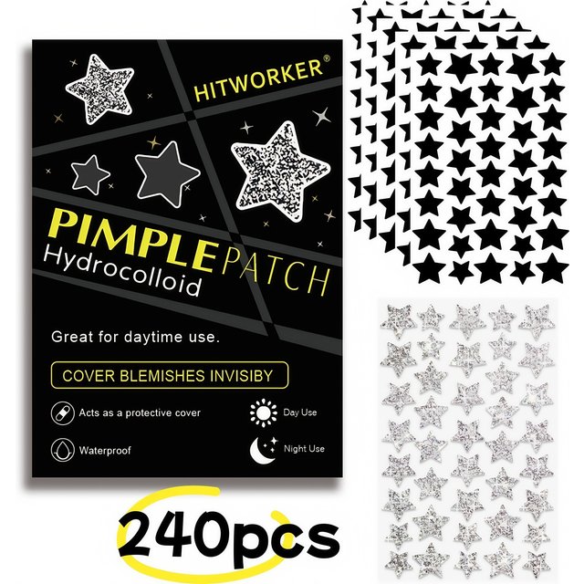 240Pcs Colorful Hydrocolloid Acne Pimple Patches, Mixed Color Invisible Blemish Spot Stickers for Facial Skin Care