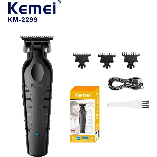Kemei 2299 Barber Cordless Hair Trimmer 0mm Zero Gapped Carving Clipper Detailer Professional Electric Finish Cutting Machine