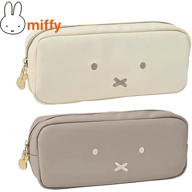 Cute Miffy Kawaii Pencil Box Leather Waterproof Zipper Embroidery Storage Bag Cartoon Rabbit Portable Cosmetic Bag Girl Gift