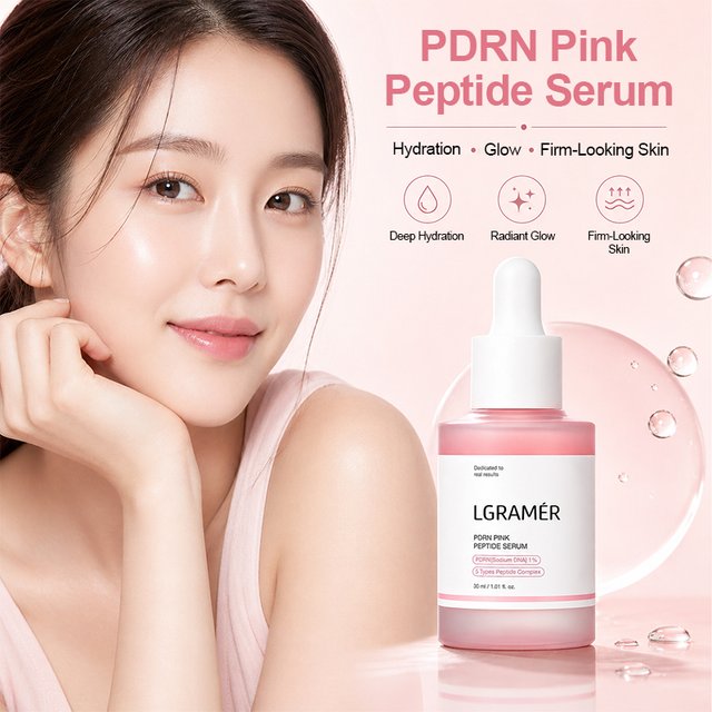PDRN Pink Peptide Serum 1% Facial Essence Moisturizing Repair Skin Barrier Reduce Lines Brightening Dull Skin Face Care Serum