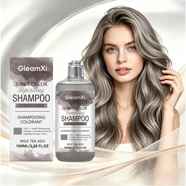 3 In 1 Color Depositing Shampoo Conditioner Milk Tea Ash Gray Coverage White Root Toning Nourishing Gentle Daily Care Soft Use