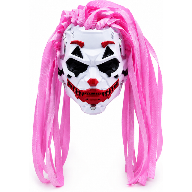 Futuristic Mechanical Clown Full Face Mask with Woven Ribbon Strands for Halloween Costume Parties