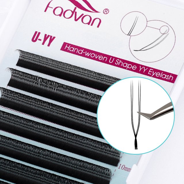 Fadvan U Shaped YY Parallel Flower Fake Eyelashes Cosplay Double Tips Lashes 2D YY Lashes Premade Fans Volume False Lash Makeup