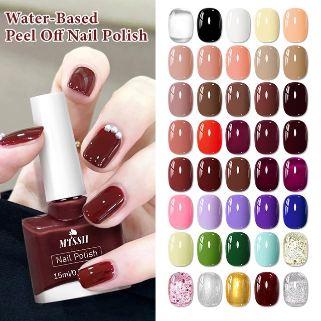 15ml Water-Based Nail Polish Quick Drying Nail Polish, Nude Glitter Red Nail Polish, Odorless,Durable, Peelable Nail Art Varnish