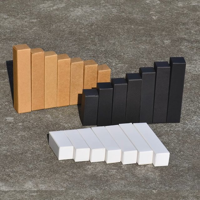 Boîte en papier Kraft hauteur 5.5-15.5cm pour rouge à lèvres, échantillon de parfum, paquet cadeau, 2x2cm 2.5x2.5cm noir blanc, 100 pièces