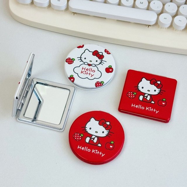 Genuine Hello Kitty Double Sided Small Makeup Mirror Portable Cute Cartoon Ins Style Girl Heart Pocket Mirror