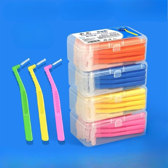 20Pc/Box L-shaped Interdental Brushes Cleaning Soft-bristled Orthodontic Toothpick Teeth Tooth Pick ToothBrush Oral Hygiene Care