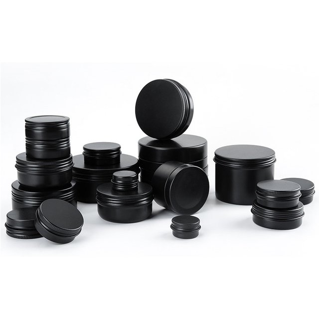 10 50 100pcs/lot Black Empty Round Aluminum Box Metal Tin Cans Cosmetic Cream DIY Refillable Jar Tea Aluminum Pot