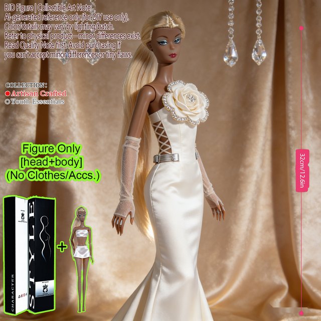Multi-Joint Articulated BJD Doll, 12-Joint Realistic Makeup, Exquisite Desktop Ornament (no clothing)