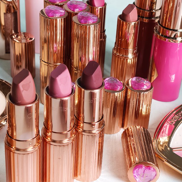 Hot Fashion Brand Charlotte 4 Colors Pink Diamond Gold Tube Lipstick & Love Heart Two Color Powder Blusher Tilbury Cosmetics