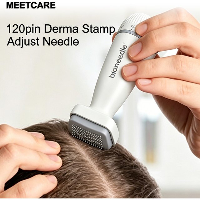 120pin Derma Stamp Adjust Needle Derma Roller Microneedle Pen System for Hair Face Massage Scalp Beard Beauty Skin Care 0.2mm