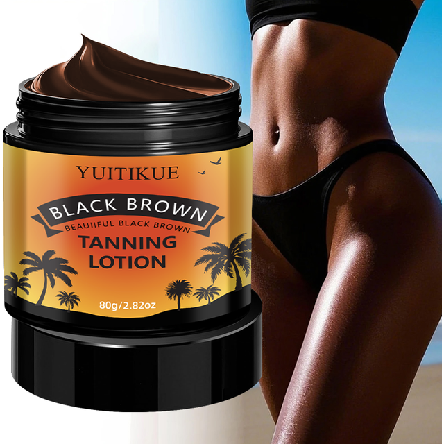 YUITIKUE Black Brown Tanning Lotion - Sunless Tanner, Fast Natural Color, Moisturizing & No Streaks, Odor Free & Long Lasting