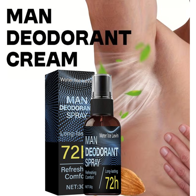 Men Deodorant Spray. 72h Long Lasting Odor Control. Moisturizes Skin Comfort Refresh. Strong Effective Formula. 30g Net.