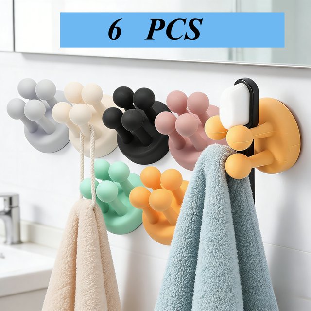 Silicone Toothbrush Holder Waterproof Self-Adhesive Wall Mounted Bathroom Kitchen Storage Organizer Adhesive Hooks No Drilling