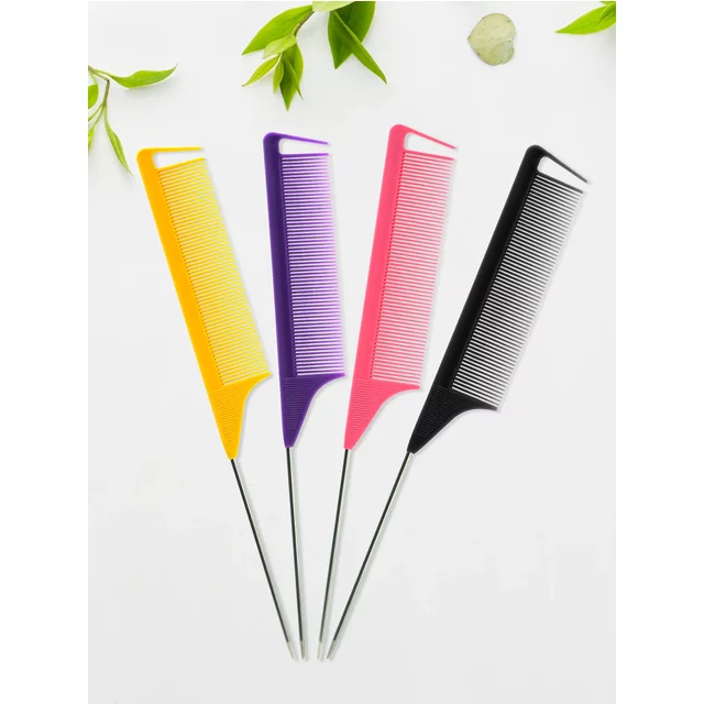 Tail Combs Barber Accessories Pro Pointed Tail Salon Hairdressing Hair Styling Anti-static Comb Hair Brush Steel Needle Pin Rat