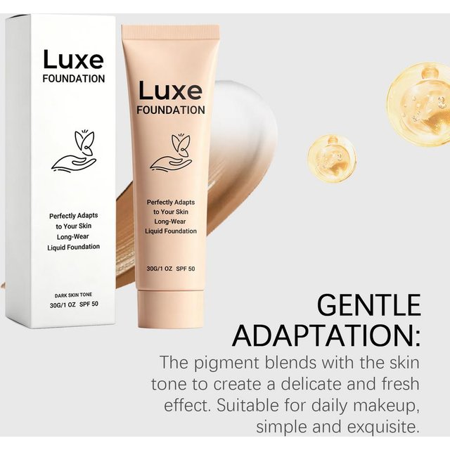 Color Changing Luxe Foundation SPF50 Sun Protection Skin Tone Matching Liquid Makeup Smooth Lightweight Long-Wear Face Cosmetic