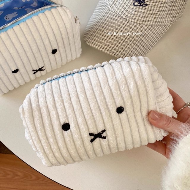 Miffy Kawaii Corduroy Makeup Bag Stationery Pencil Case Large Capacity Storage Bag for Miscellaneous Items Cute Gift Toy