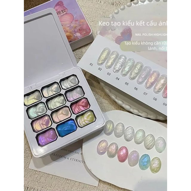 High-gloss Textured Summer Acetate Nail Polish Aurora Silk Micro-Sculpting No-Wash Pearl Shimmer Shaping Gel