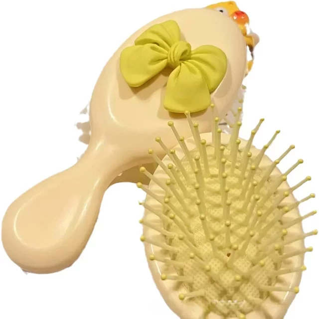 Black Pink Air Combs Simple Scalp Massage Anti Static Pocket Hair Brush Girl Heart Blood Circulation Smoothly Bow Comb for women