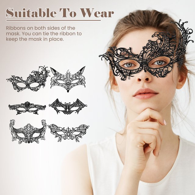Masque de carnaval en dentelle creuse pour femme, masque facial Tim, accessoires de fête de Rhde princesse, masque pour les yeux noirs, costume d'Halloween