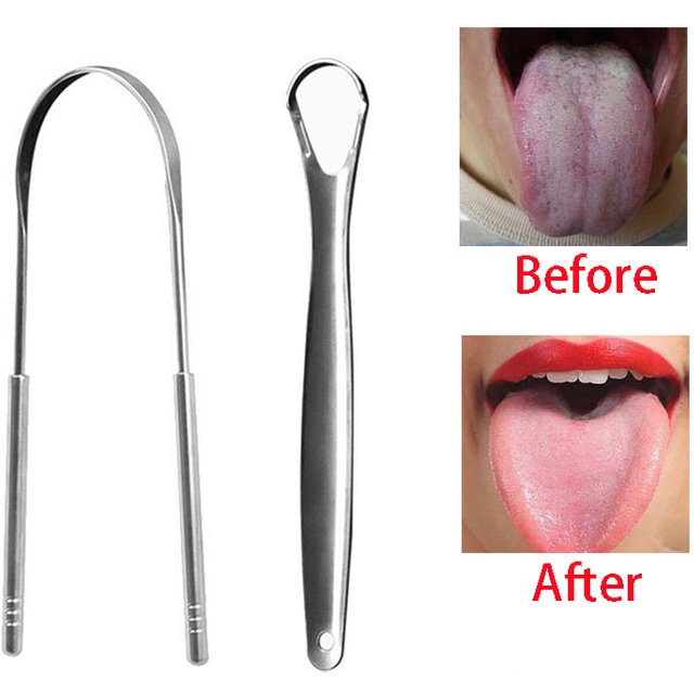 1/2PCS Stainless Steel U Type Tongue Scraper Cleaner Fresh Breath Cleaning Coated Tongue Toothbrush Oral Hygiene Care Tools