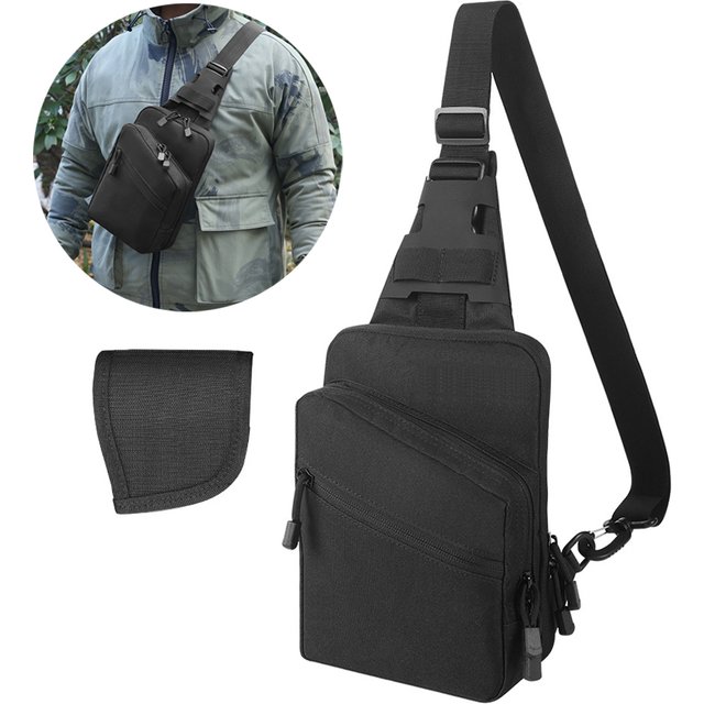 Sac de poitrine tactique, étui pour pistolet, sac de transport dissimulé pour l'extérieur, pochette de transport pour pistolet, étui de rangement EDC à bandoulière