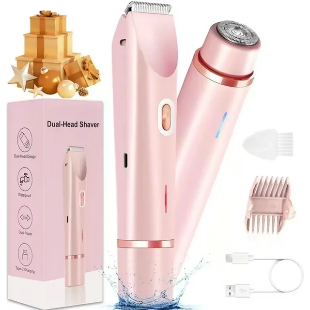 Electric Shaver for Woman Double Head Dual Purpose Female Razor Body Epilator Leg Underarm Bikini Electric Hair Remover Trimmer
