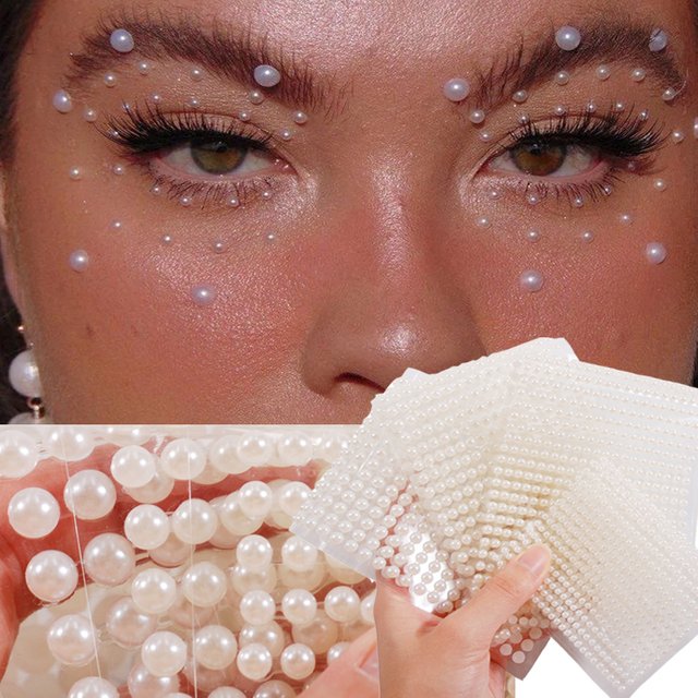 3D Pearl Face Jewels Eyeshadow Stickers, Self Adhesive Face Body, Eyeblogging, Diamond Nail
