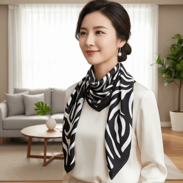 Patterned Shawl 90 CM Square Scarf Lightweight Sunscreen Stripes Square Headscarf Personalized Design Breathable