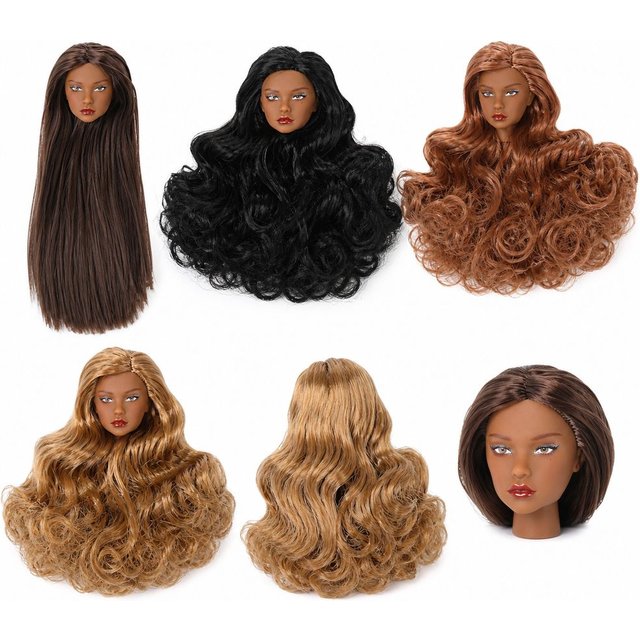 European Face Doll Head Long Hair White Normal Tan Skin Practice Makeup Head Fashion Doll Head for 11.5 Inch BJD Doll Body