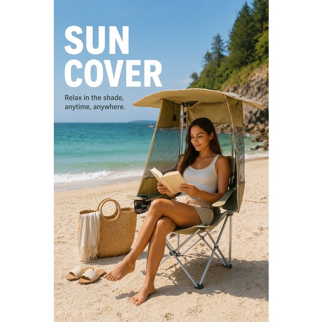 Selected Outdoor Three Sided Curtain Folding Chair Sunshade Chair Picnic Camping Chair Fishing Chair Sunscreen Beach Chair