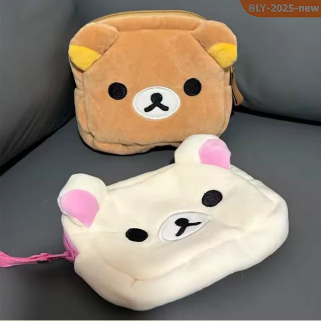 New Rilakkuma Storage Bag Cute Makeup Organizer Cartoon Bear Plush Multi Case Kawaii Cosmetic Bags Vanity Beauty Case