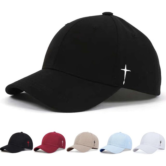 Unisex Simple Cross Water Drop Embroidery Baseball Caps Spring and Autumn Outdoor Adjustable Casual Hat Sunscreen Hat