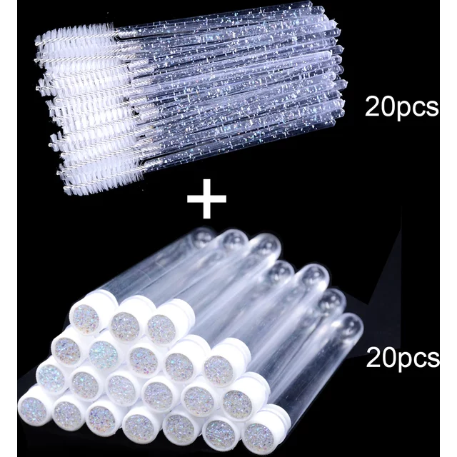 20Pcs Eyelash Brush With 20Pcs Containers Dust-proof Tube Reusable Eye Lash Mascara Wands Replaceable Makeup Applicators Tools
