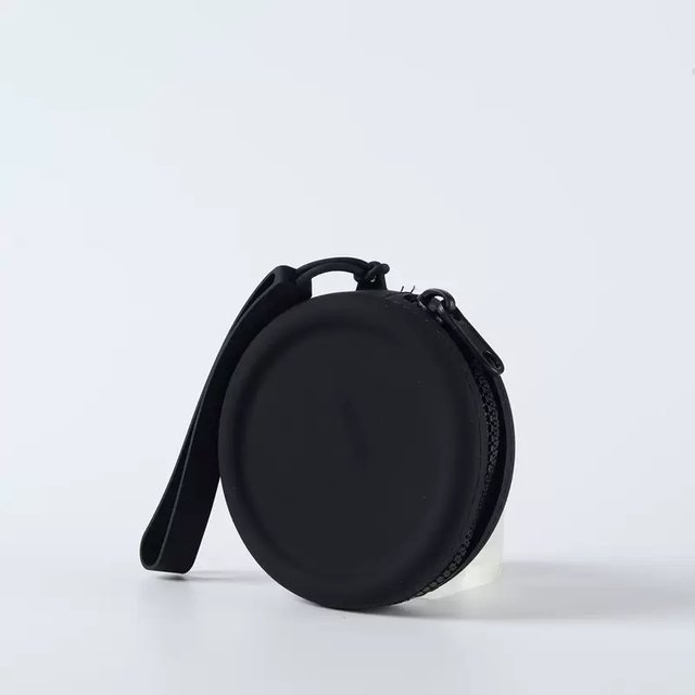 Round Silicone Coin Earphone Makeup Portable Zipper Key Bag 9*9cm