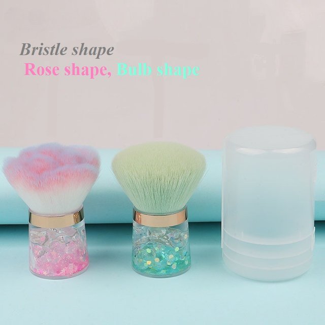Crystal Mountain Makeup Brush Set – Powder & Blush Brush, Flower-Shaped Nail Dust Brush, Multi-Use Face & Nail Tools