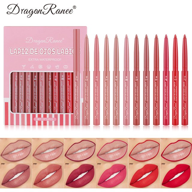 12 pieces of lipliner lipstick pen easy to color and non fading daily makeup lipstick set box festival dance gift