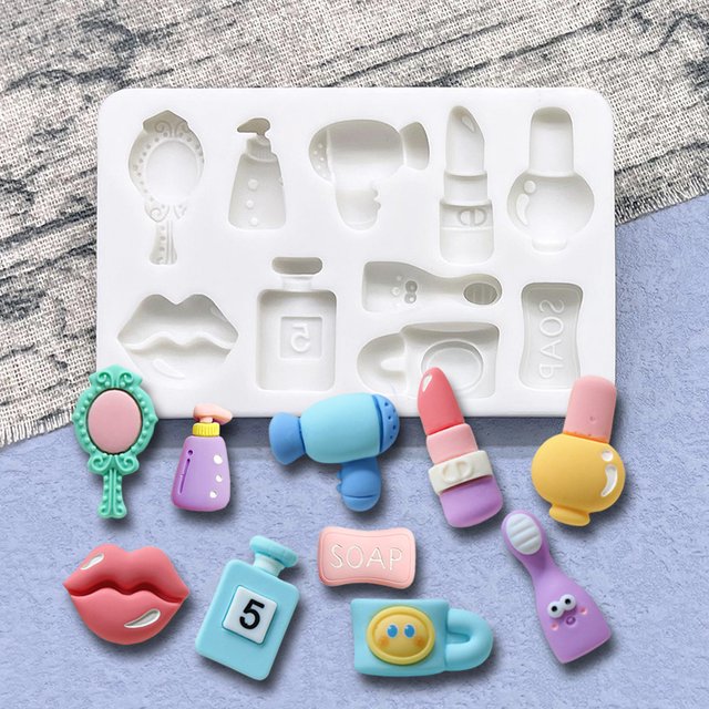 Makeup Hair Dryer Mirror Design Silicone Sugarcraft Mold Resin Tools Cupcake Baking Mould Fondant Cake Decorating Tools