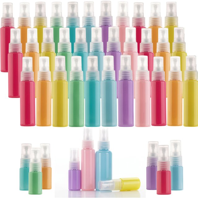Flcopropriété pulvérisateur de parfum en plastique coloré, pulvérisateur fin, contenant de voyage, quotidien, illable, plantes à la maison, aromathérapie, soins de beauté, 10-50ml, 30 pièces