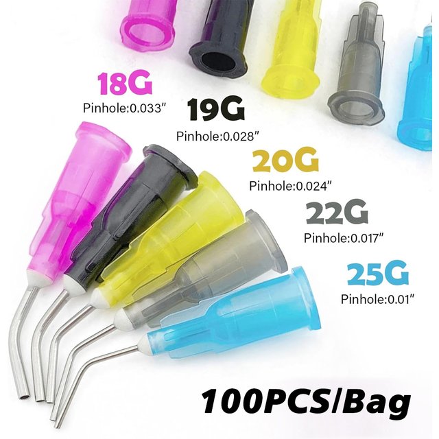 100Pcs/Pack FODRK Dental Irrigation Pre Bent Needle Tips Delievery Syringe Dental Tooth Cleaning Oral Care Disposable Applicator