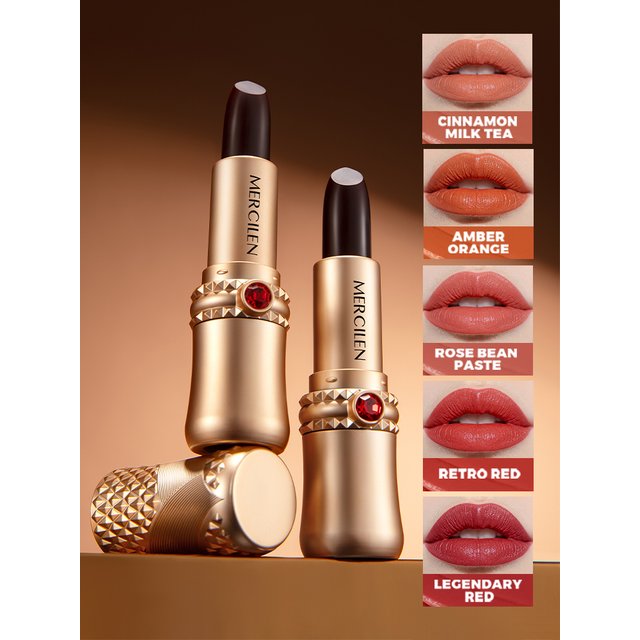 Mercilen 5-Color Obsidian Secret Realm Long-Lasting Color Fixing Essence Lipstick, Moisturizing Lip Balm, Long-Lasting, Waterproof, Smooth, Non-Sticky, No Residue, Suitable for All Skin Tones,