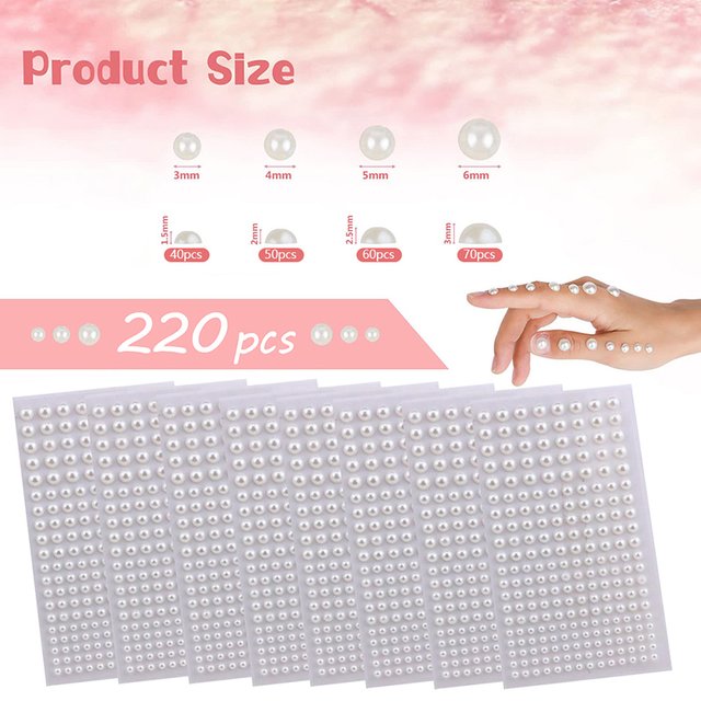 Self Adhesive Hair Pearls Stickers Stick On Face Pearls For Hair Face Makeup Nail Art DIY Crafts