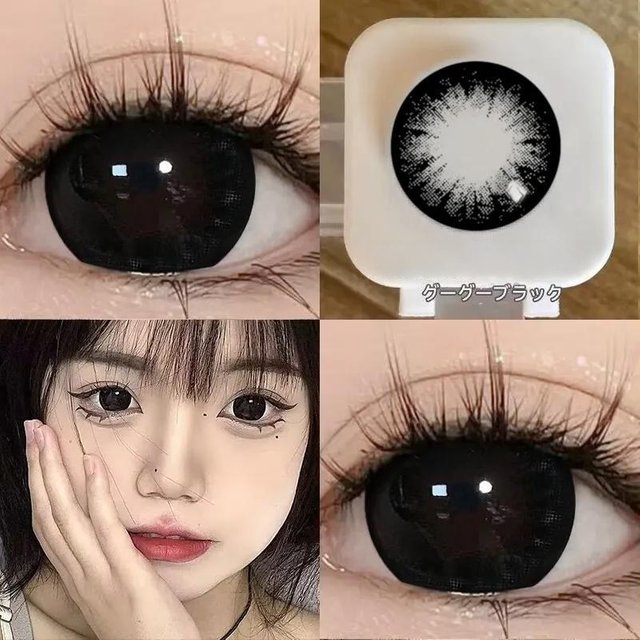 VISUASHOW 14.5mm Big Eye Girl Black Prescription Myopia Colored Contact Lenses Enlarging Effect for Daily Eye Makeup Soft Lens