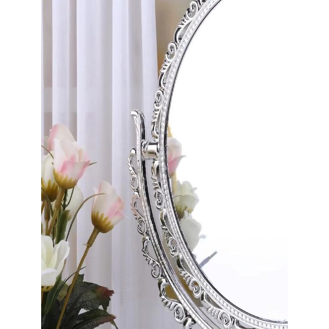 Double-sided Rotation Makeup Mirror With Frame 360 Degree Rotation Desktop Makeup Mirror High Definition Vintage Cosmetic Mirror