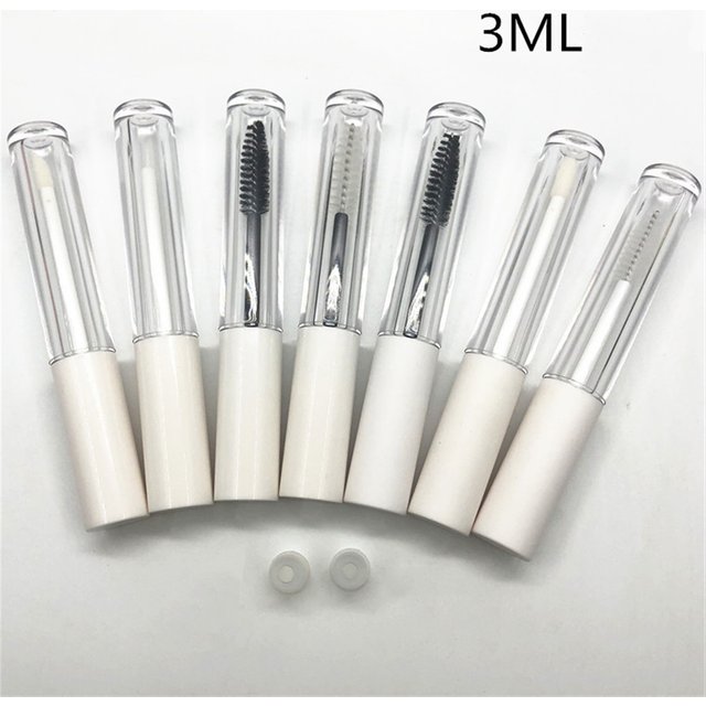 Flcopropriété de mascara transparent avec bouchon blanc, liquide de croissance, colle pour faux